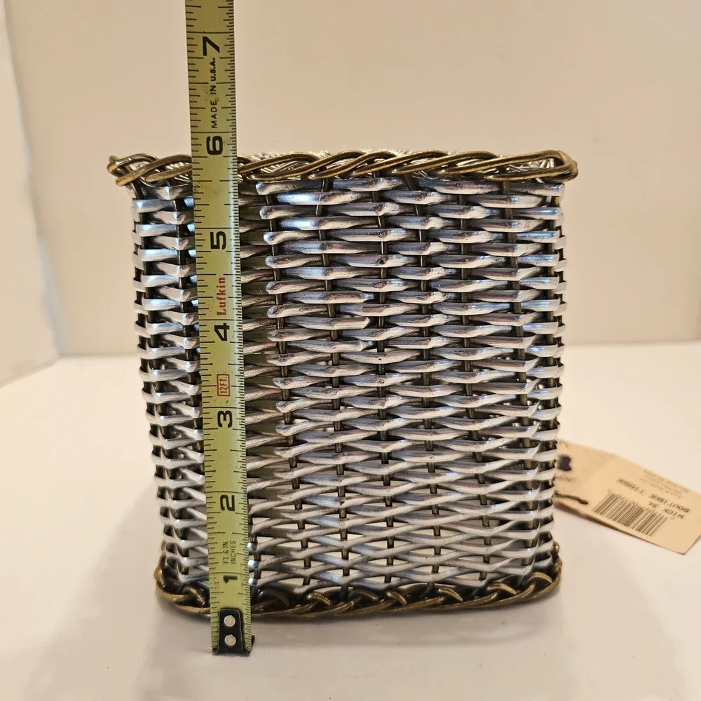 Park B. Smith Environments II Hand Woven Metal Tissue Box Cover Silver Brass